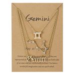 3Pcs Zodiac Necklace Gift for Women 12 Constellation Pendant Necklace for Teen Girls Zodiac Valentine Gifts for Girlfriend (Gemini)