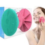 BEAUTAIL Silicone Face Scrubber 2 Pack, Manual Facial Cleansing Brush, Gentle Face Exfoliator for Sensitive Skin, Skin Care Exfoliating Face Brush for Men and Women, Rose+Green