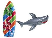 Inflatable Surfboard and Shark Hawaiian Luau Beach Pool Party Decoration