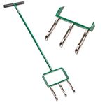 Landzie Hollow Tine Fork Lawn Aerator - 42 Inch Manual Stainless Steel Gardening Hand Tool - Grass Dethatcher Aerator Lawn Tool with Coring Tines for Compacted Soil - Lawn Plugger Aerator…