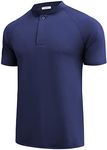 COOFANDY Men's Collarless Golf Shirts Quick Dry Short Sleeve Polo Shirt Breathable Workout Shirts Henley Shirt