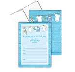 Stonehouse Collection | Baby Shower Invites | Rustic 25 Baby Boy Shower Invites & Envelopes | (Boy Theme)