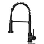 APPASO Black Kitchen Tap, Commercial Spring Kitchen Sink Mixer Tap with Pull Out Spray, Single Lever Sink Taps for Kitchen with 2-Mode Spray 360°Swivel, Hot & Cold Available