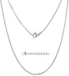 Silvadore 3mm CABLE Link Silver Chain Necklace for Men Women - Stainless Steel Diamond-Cut Rolo Belcher Neck Jewellery - Army Dog Tag Pendant - 61cm / 24 inch