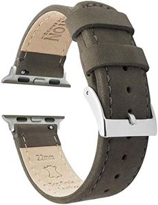 BARTON WATCH BANDS - Espresso Brown Leather & Stitching Top Grain Leather Watch Bands Compatible with Apple Watch Models - 1, 2, 3, 4, 5, 6, 7, 8, 9, 10, SE, Ultra & Ultra 2 - (42mm/44mm/45mm/49mm)