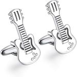 Honey Bear Cufflinks For Mens - Silver Stainless Steel Electric Guitar Shape For Mens Shirt, Wedding Gift