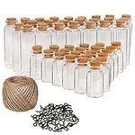 Kurtzy 50 Pack Mini Glass Bottles With Cork Stoppers, Eyelet Screws and Twine - 9ml & 18ml Jars - Small DIY Decorative Craft Vials for Wedding Favours/Decorations and Wishing/Message Bottles