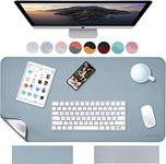 Weelth Multifunctional Office Desk Pad, Waterproof Desk Pad Protector PU Leather Dual-Sided Desk Writing Pad for Office/Home (Light Blue/Sliver, 23.6" x 13.7")