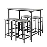 Haotian OGT11-HG, Bar Set-1 Bar Table and 4 Stools, Home Kitchen Breakfast Bar Set Furniture Dining Set