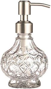 YunNasi Distributeurs de Savon Liquide Rechargeable en Verre et Buse en Acier Inoxydable pour Détergent à Vaisselle, Lotion de Shampoing, Comptoir de Salle de Bain, Cuisine, Buanderie (Style 1)