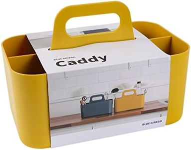 BLUE GINKGO Multipurpose Caddy Organizer - Stackable Plastic Caddy with Handle | Desk, Makeup, Dorm Caddy, Classroom Art Organizers (Made in Korea) - Yellow