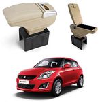 Oshotto PU Leather AR-01 Car Armrest Console Box Compatible with Maruti Suzuki Swift (Old) - Beige