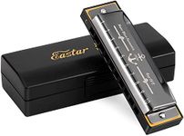 Eastar Major Blues Diatonic Harmonica 10 Holes C Key Beginners Harmonica for Kids Students Adults with Hard Case and Cleaning Cloth, Black