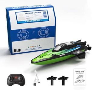 Aetheria Mini Remote Control Boat with Dual Motor & Dual Speed Modes, 1/43 RC Speed Boat Cruise for Lake River & Pool, Racing Sailboat for Adults 2024 Christmas - RTR Version