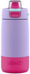 Ello Kids Colby 12oz Stainless Steel Insulated Water Bottle with Straw and Built-In Silicone Coaster Carrying Handle and Leak-Proof Locking Lid for School Backpack, Lunchbox, and Outdoor Sports, Lilac