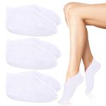 3 Pairs Moisturizing Socks Set, Foot Spa Socks Cotton Moisture Enhancing Socks Cosmetic Socks for Dry Feet, Hard Cracked Heels, Calluses, Cuticles, Rough Skin, White, 8.26 in