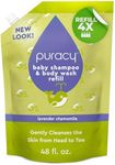 Puracy Shampoo & Body Wash for Children - Perfect Skin, Pure Ingredients - with 12 Fruit & Vegetable Extracts for Silky Smooth Skin, Gentle Lavender Chamomile, 98.8% from Mother Nature 48 fl oz