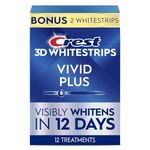 Crest 3D White Whitestrips Vivid Plus 12 Treatments – 10 Treatments Vivid Whitestrips + 2 Treatments 1 Hour Express Dental Teeth Whitening Kit