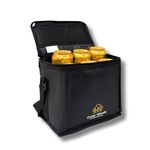 Outer Woods 6 Can Insulated Cooler Bag – Fits 6 x 500ml Beer or Soda Cans | 10 Hr Cold Retention | Ideal for Travel, Picnic, Beach, Camping | 2 Free Ice Gel Packs Included (Black)