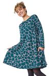 Roman Originals Tunic Dress with Pockets for Women UK Ladies Swing Fit & Flare Skater Slouch Stretchy Casual Smart Winter Jersey Pull On Relaxed Work Office 3/4 Long Sleeves - Petite Teal - Size 14