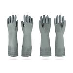 MAMISON 2 Pairs Rubber Gloves - Long Rubber Cleaning Dishwashing Gloves (Large)