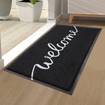 Homaxy Welcome Door Mat, Dirt Trapper Doormats Non-Slip Low Profile Durable Door Mat for Outdoor, Indoor, Entrance, Patio, Front Back Door — (40 x 60cm, Black)