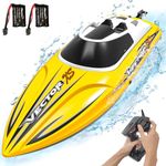 volantexrc RC Boat Remote Control Boat for Pools and Lakes, 20+ mph Self Righting Racing Boats with Rechargeable Battery and Low Battery Alarm for Beginners and Adults (79504 Yellow)