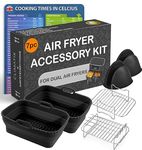 Climatik Premium Air Fryer Accessories Set for Dual Air Fryers | Ninja, Tower, Cosori, Salter, | Including x2 Air Fryer Racks, x2 Silicone Trays, x2 Silicone Mits, BBQ Skewers & Magnetic Cheat Sheet