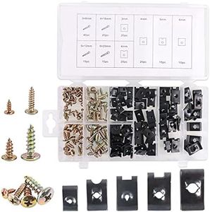 Swpeet 170Pcs Auto Car U-Clip U Nut and Screw Assortment Kit for Dash Door Panel Interior SAE