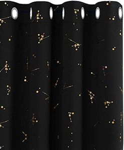 Deconovo Set of 2 Blackout Curtains with Eyelets for Living Room Decorative Curtain, Thermal Curtain, Anti-Cold, Insulating Curtain, Sound Insulation for Living Room, 117 x 183 cm, Black