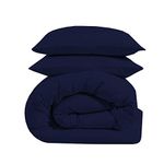 100% Microfiber 1 Piece Duvet Cover Zipper Closure Soft and Breathable for Comfortable Sleep Wrinkle Free Duvet/Quilt/Razai/Comforter Cover Single 68X92 in_Navy Blue