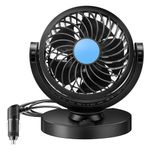 Aceshop Car Fan 12V Auto Car Cooling Fan 4" Electric Vehicle Mounted Fan Quite Dashboard Fan, 360° Rotatable, 1.2M Cable, Powerful Air Circulation Fan for Sedan SUV RV Van Boat