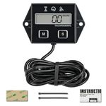 RileyFine Small Engine RPM Gauge Inductive Tachometer Digital Hour Meter for Lawn Mower Tractor Generator Boat Air Compressor Pressure Washer Outboard Motor Snowmobile Snowblower ATV