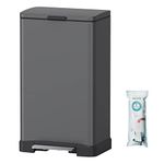 Mbillion Garbage Can Step Trash Can with Liner 40 Liter/10.5 Gallon, Kitchen Garbage Bin Fingerprint-Proof Stainless Steel Rectangular Kitchen Trash Can, for Home and Office,Dark Grey