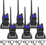 Retevis RT-5R Dual Band Two Way Radios Long Range, High Power 128CH 2 Way Radio, Flashlight 1400mAh Walkie Talkies for Adults with Earpiece (6 Pack)
