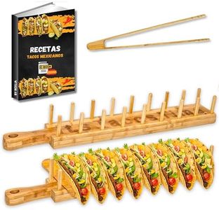 Soporte para Tacos Mexicanos | Bandeja para Tacos, Burritos y Fajitas | El Tacos Holders Incluye Unas Pinzas de Bambú para Servir y un Ebook con Las Mejores Recetas de Tacos Mexicanos.