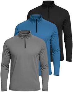 Real Essentials Mens Big and Tall King Size Quarter 1/4 Zip Pullover Long Sleeve Athletic Dry Fit Shirt Gym Running Golf Half Zip Top Workout Sweatshirts Sweater Jacket, Set 7, 4X Tall, Pack of 3