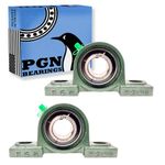 PGN UCP205-16 Pillow Block Bearing - Pack of 2 Mounted Chrome Steel Bearings with 1" Bore - Self Alignment