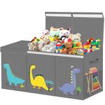 Extra Large Toy Box Storage for Boys Girls - Collapsible Toy Chest Organizer for Kids,Toy Bin Container with Lid and Handles for Clothes,Blanket,Nursery,Playroom,Bedroom,Stuffed Animals,Quilt (Grey)