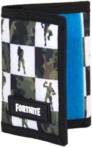 FORTNITE Kids' Big Multiplier Tri-Fold Wallet, black/Green, One Size