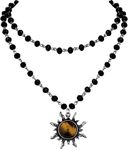 Sacina Gothic Sun Necklace, Sun Pendant, Black Bead Choker Necklace, Gothic Necklace, Goth Choker, Halloween Christmas Jewelry Gift for Women