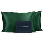 Fishers Finery 25mm 100% Pure Mulberry Silk Pillowcase, Good Housekeeping Winner (Dark Green, Queen 2 Pack)