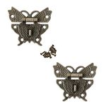 JINXM 2pcs Butterfly Shape Bronze Buckle,Vintage Design Alloy Latch Retro Butterfly Shaped Decorative Latch Hasp Pad Lock for Wooden Case Jewelry Box