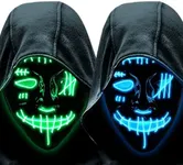 GAOMON 2PACK Halloween Led Mask Light Up Scary Mask Purge Mask with 3 Lighting Modes for Halloween Cosplay Costume.