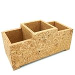 Naayaab Craft Eco Friendly Rectangular Planter | Cork Rectangular Flower Vase | 3 in 1 Cork Plant Container Set with Drainage Hole | Flower Container Set for Home, Living Room, Bedroom