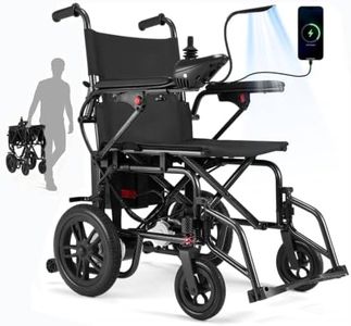 Electric Wheelchairs for Adults,Lightweight Foldable Wheelchair 15 Miles Long Travel Range, 360° Joystick Control Motorized Wheelchair, Support 286 lbs with LED Light Power Wheelchair (Black Black)