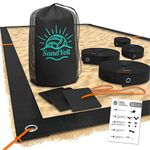 SandVoll Beach Volleyball Lines for Sand - Portable 2 inch Boundary Lines Set for Outdoor + Sand Anchors and Net Bag. Official Court Size Dimensions (26.3' x 52.6') - Black