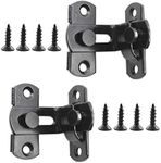 90 Degree Gate Latches Flip Latch,ULIFESTAR 2 Pack Stainless Steel Barn Door Lock,Fence Lock Safety Door Bolt Latch Lock for Window Door Cabinet Pet Gate Home Security Black Small