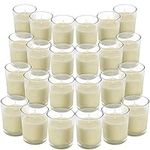 Belle Vous Unscented Clear Glass Filled Votive Candles (24 Pack) - 12 Hour Burn Time - Clear Glass Holders with Hand Poured Warm White Wax Candles - Ideal for Weddings, Spas, Aromatherapy & Home Decor