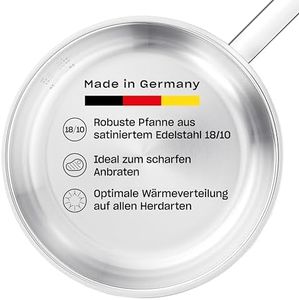 Fissler Original-Profi Collection Edelstahl-Pfanne 24 cm – unbeschichtete Stielpfanne mit Innen-Skala, induktionsgeeignet, energiesparend, langlebig, Made in Germany